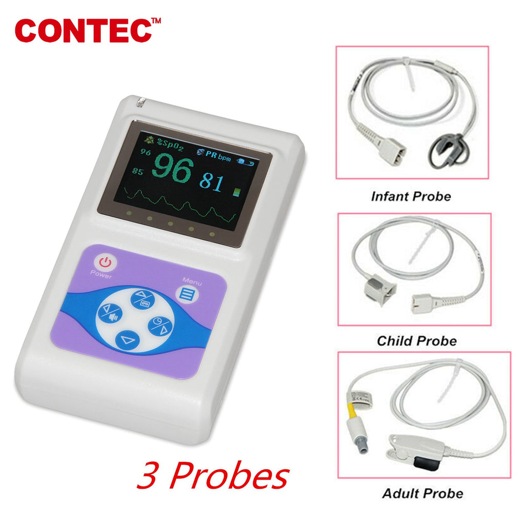 Neonatal Child Adult Handheld Pulse Oximeter Spo2 Blood Oxygen Monitor 3  Probes