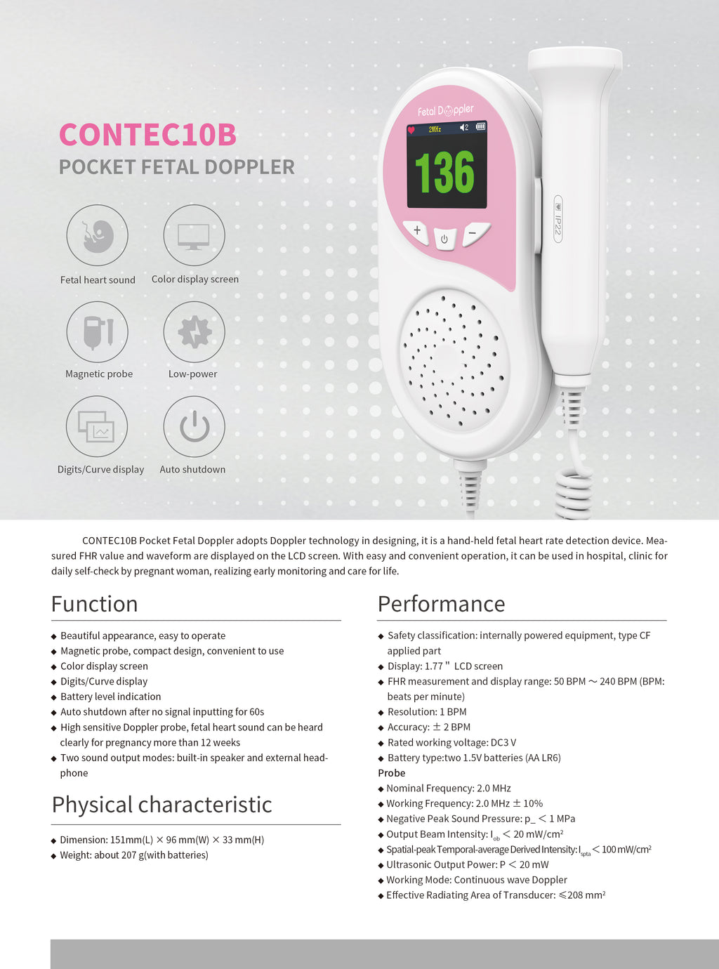 Fetal Doppler (with 2 Mhz Probe) - Contec