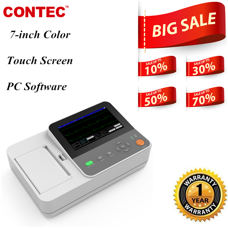 CONTEC Handheld Portable ECG Machine, ECG Monitor 12 lead 3/6/12 Channel  electrocardiograph Printer & Software 