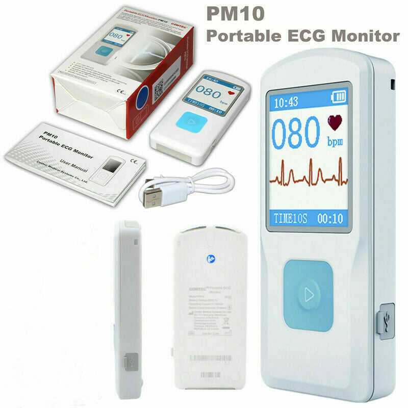Electrocardiógrafo portátil, ECG, Pantalla a color, PM10