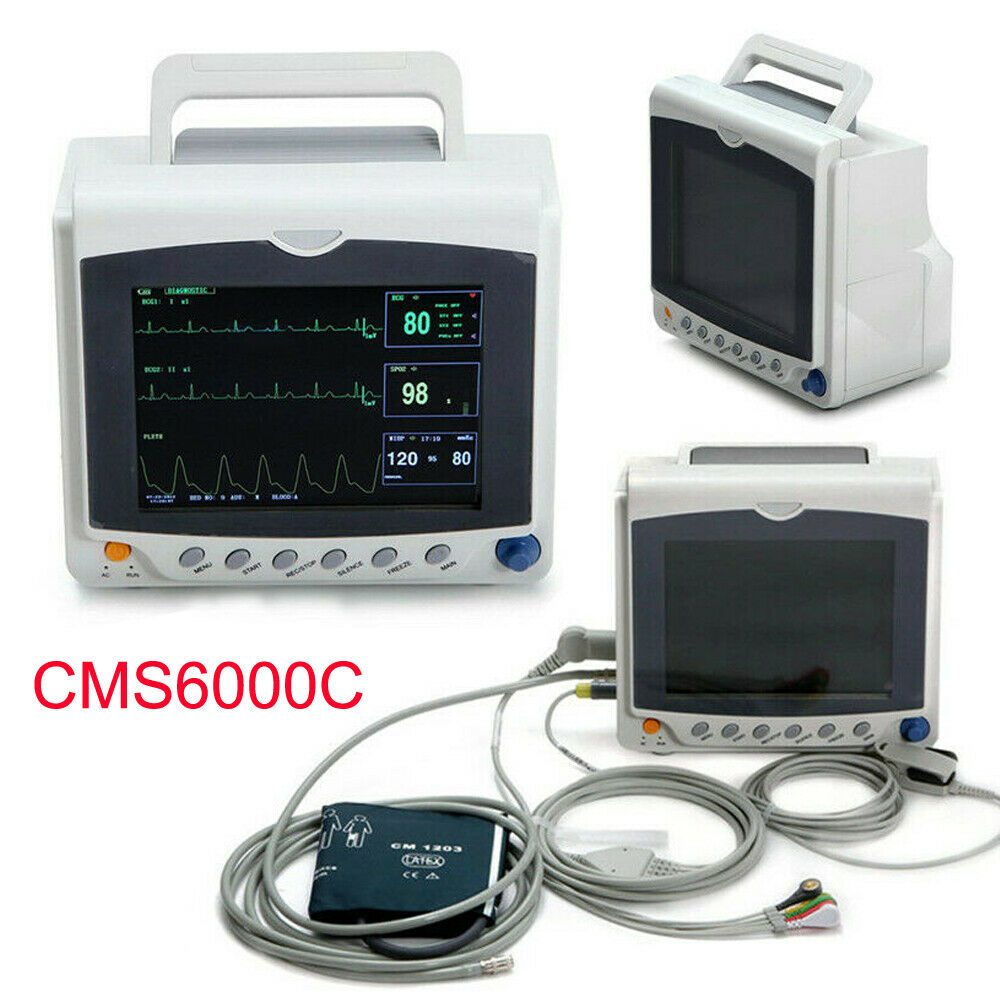 CMS6000C Portable Patient Monitor Vital Signs 6 parameters NIBP SPO2 P ...