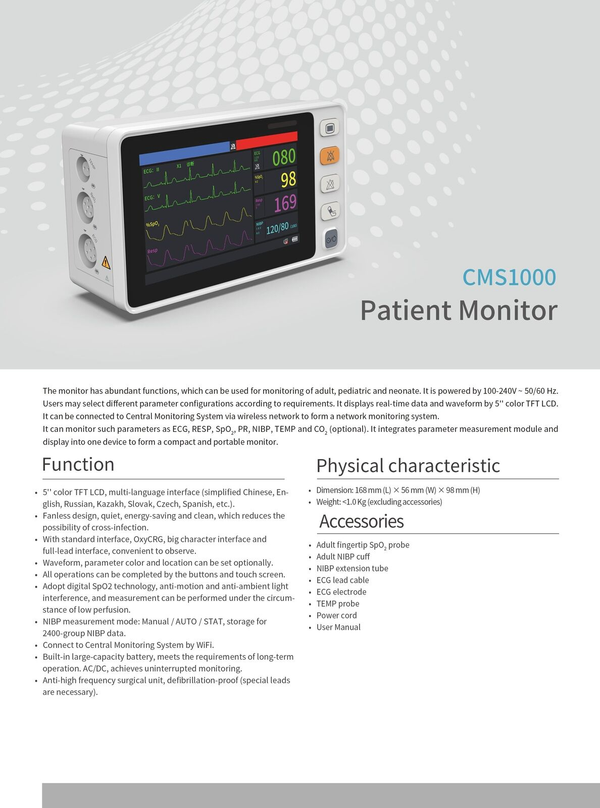 ICU CCU Patient Monitor Vital Signs Monitor ECG NIBP SPO2 RESP TEMP  PR,Handbag
