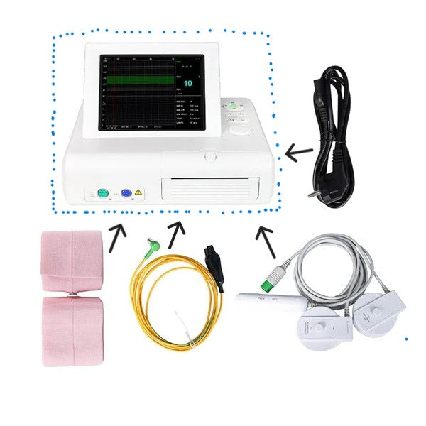 Accessories for CMS800G Fetal Monitor (Main Unit is not included) 3 in 1 probe,Printer paper,Power Cable,belt