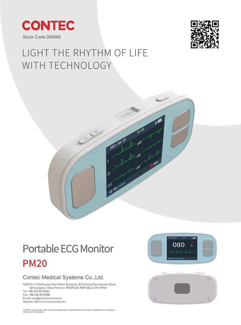 CONTEC PM20 2.4" color TFT-LCD Portable ECG Monitor Devices with Heart Rate Bluetooth