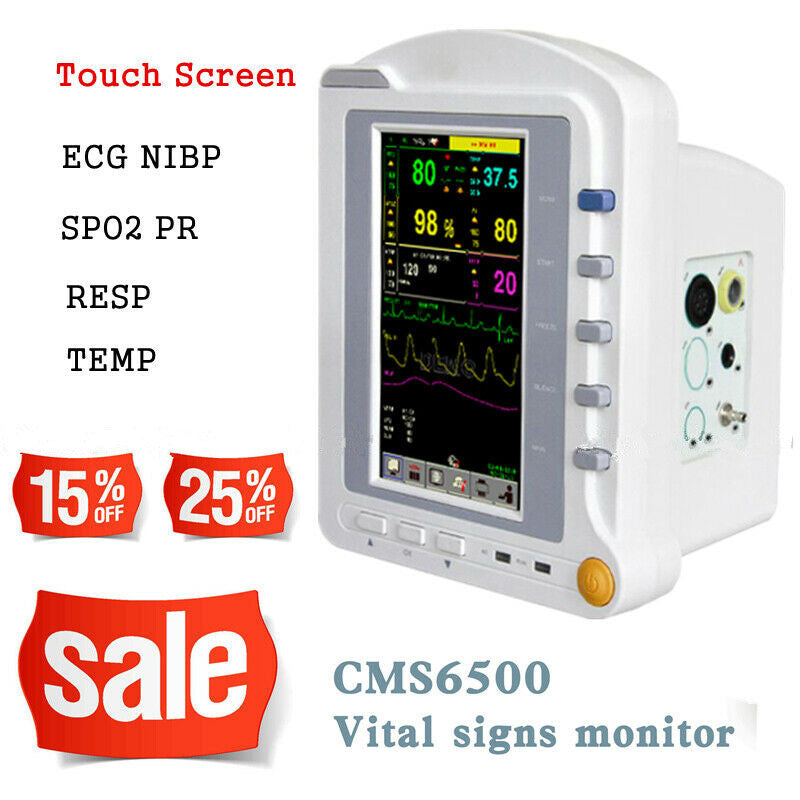 Touch Screen CMS6500 ICU Patient Monitor 7'' TFT color LCD ECG,NIBP,SPO2,PR,RESP,TEMP
