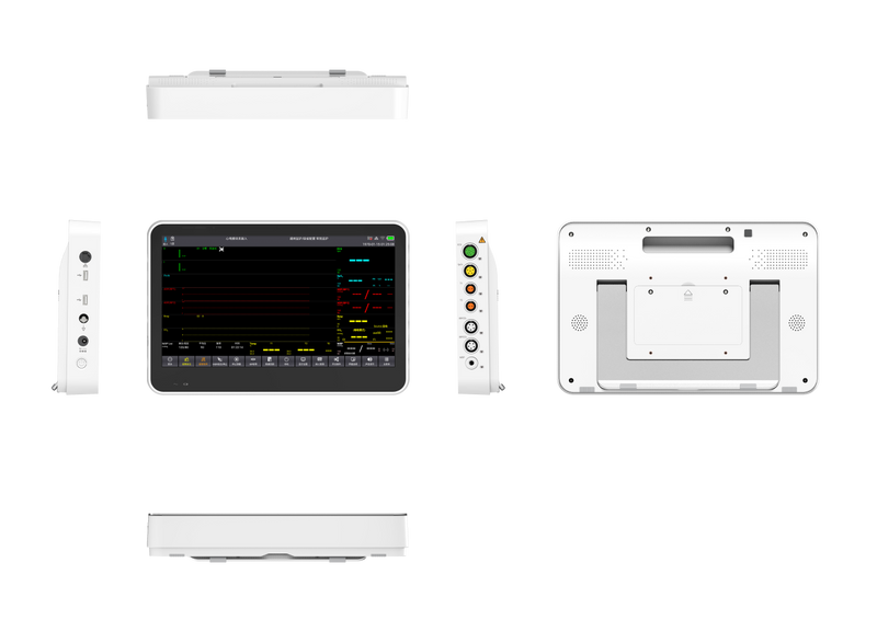 14" Touch Screen Patient Monitor with analysis function ECG, RESP, NIBP, SpO2, and dual-channel TEMP