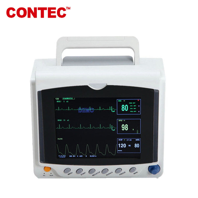 CMS6000C Portable Patient Monitor Vital Signs 6 parameters NIBP SPO2 Pulse Rate ECG TEMP RESP - contechealth