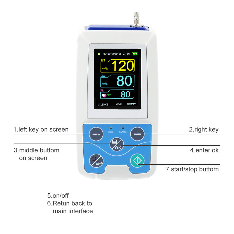24H Ambulatory Blood Pressure Monitor Wrist ABPM50 NIBP Holter Patient  Monitor