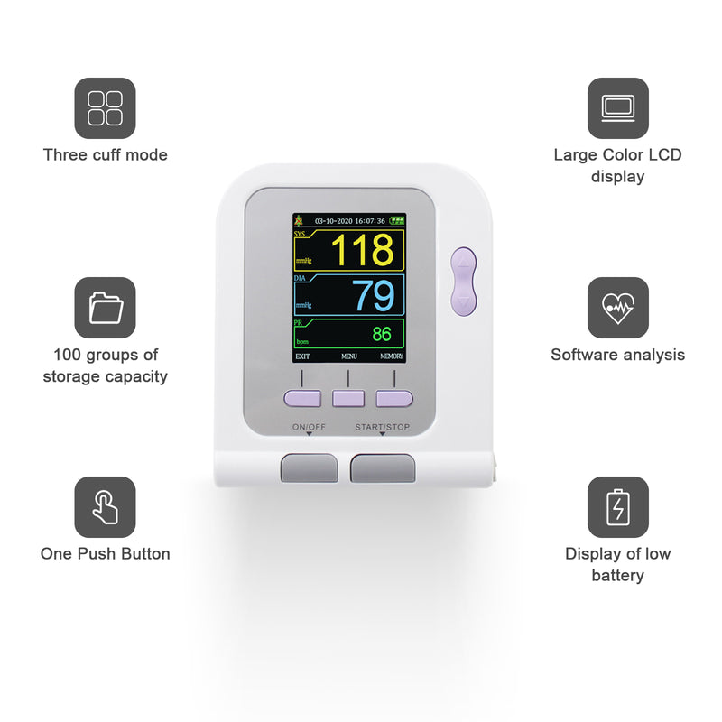 Contec08A Digital Blood Pressure Monitor Upper Arm NIBP spo2+Software+Adult probe CONTEC