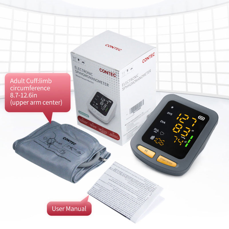 CONTEC08E LED Voice Broadcasting Blood Pressure Monitor Wrist Bp Monitor Large Display Machine Adjustable Wrist Cuff 8.7-12.6 inch