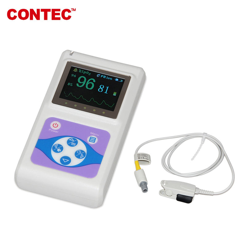 CMS60D Color OLED Finger Tip Pulse Oximeter Handheld Spo2 Monitor Pulse Rate Adult Probe - contechealth