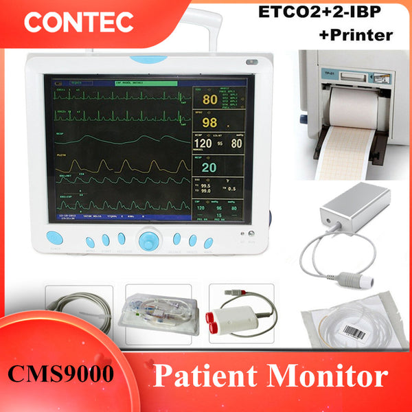 CONTEC CMS9000 Capnograph CO2 monitor Vital Signs ICU/CCU Patient Monitor 2-IBP+Printer