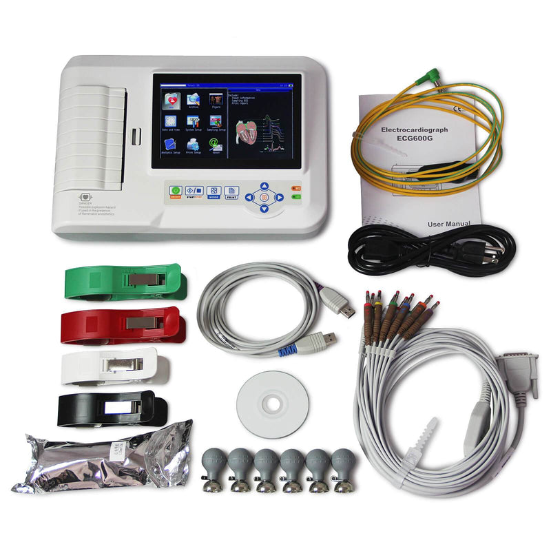 ECG600G Digital 6 Channel ECG EKG Machine Portable Electrocardiograph USB Touch screen Software - contechealth