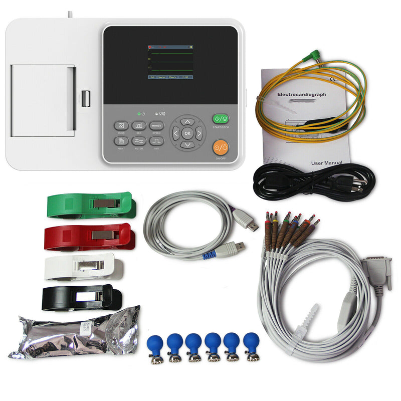 CONTEC E3 Digital ECG Monitor Electrocardiograph 3 Channel EKG Machine 12 Lead+Printer 4.3 inch screen