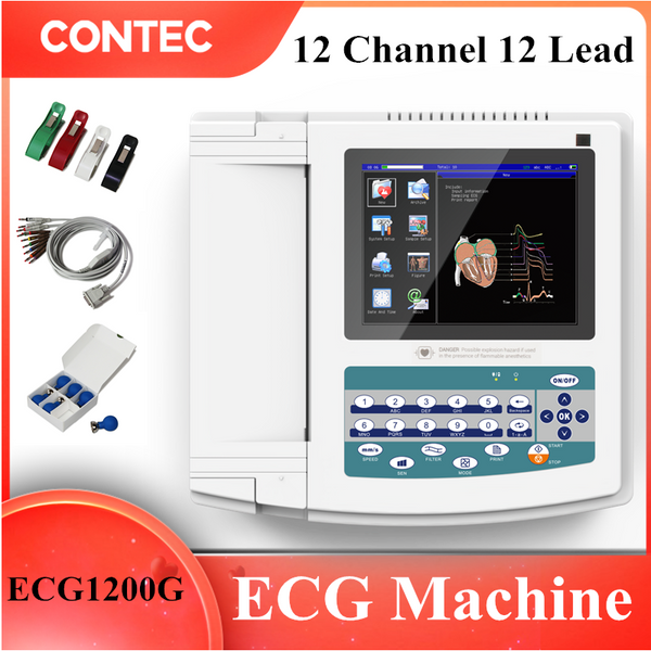 ECG1200G Digital 12 channel/lead EKG ECG Machine, Electrocardiograph Touch Screen
