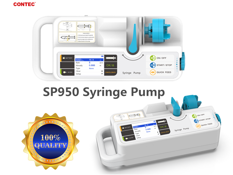 CONTEC Brand Syringe Pump SP950 LCD real-time Alarm Rechargable battery Veterinary Use