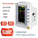 Contec CMS6500 5 Parameters Color Touch Screen Vital Signs ECG Patient Monitor + NIPB + SPO2 + RESP + Temperature