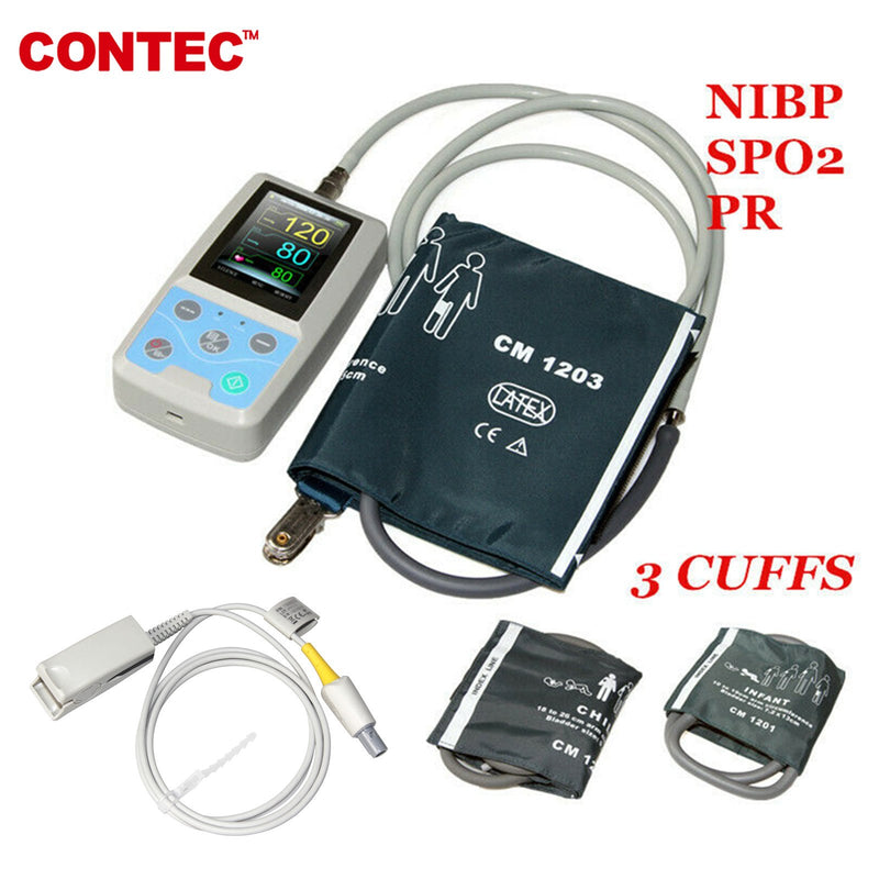 CONTEC Vital Signs Patient Monitor PM50 3 cuffs 24H Recorder NIBP+SPO2+PR ,Software